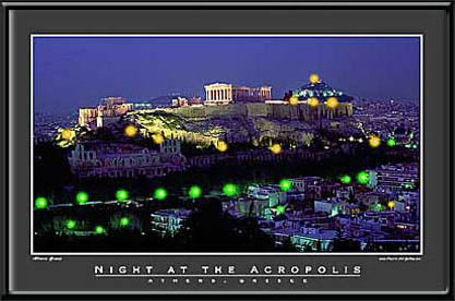 Night at the Acropolis- Athens, Greece LED by Electric Art Gallery