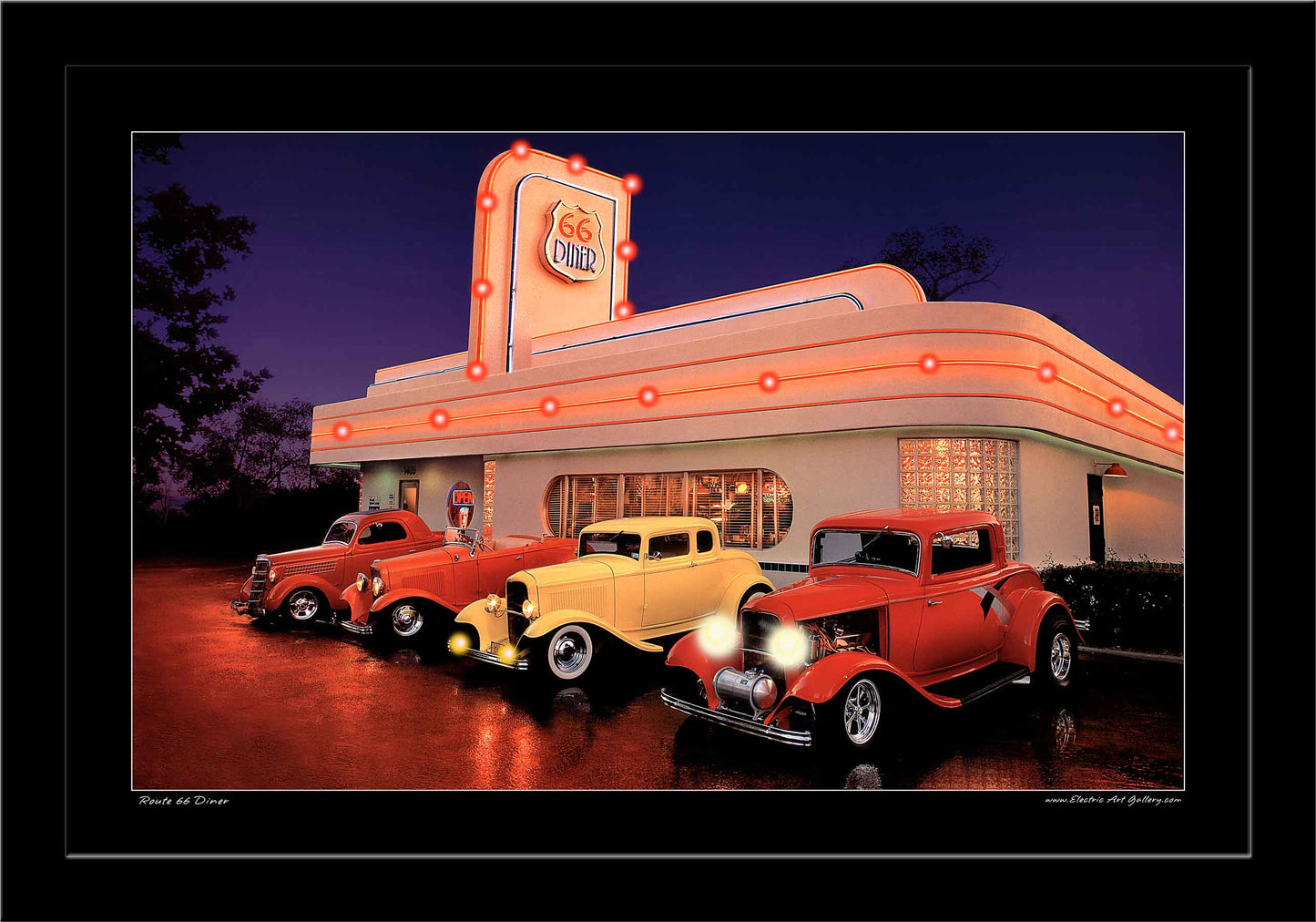 Route 66 Diner LED by Electric Art Gallery