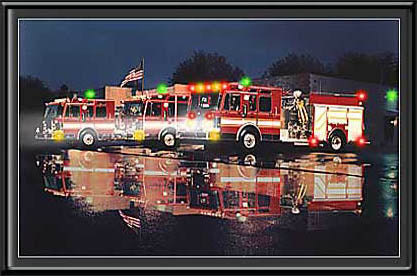 Local Heroes Night Run Fire Trucks LED by Electric Art Gallery